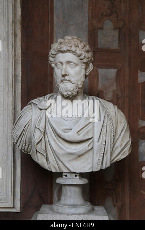 Marco Aurelio (121-180 AD). Imperatore romano da 161-180. Stoico filosofo. Antonine dinastia. Busto. Museo Nazionale Romano. Foto Stock