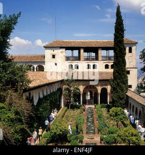 Il Generalife estate palazzo e giardini accanto alla Alhambra di Granada, provincia di Granada, Andalusia, Spagna meridionale. Foto Stock