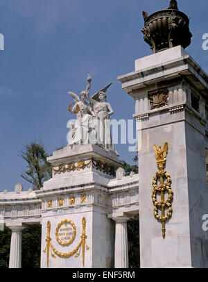 Città del Messico, del Distretto Federale, Messico. Dettaglio del Benito Juarez Emiciclo all'Alameda Central Park. Foto Stock