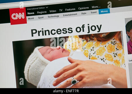 Screen shot del sito web della CNN a seguito della nascita della Principessa Charlotte di Cambridge il 2 maggio 2015. Foto Stock