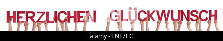 Le persone direttamente mezzi Glueckwunsch congratulazioni Foto Stock