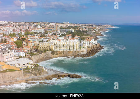 Vista aerea della costa di Estoril vicino Lisbona in Portogallo Foto Stock