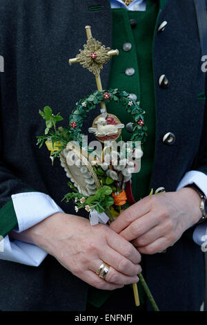 Rami di palma, benedizione delle palme, Domenica delle Palme, la Settimana Santa e la Pasqua, Bad Heilbrunn, Alta Baviera, Baviera, Germania Foto Stock