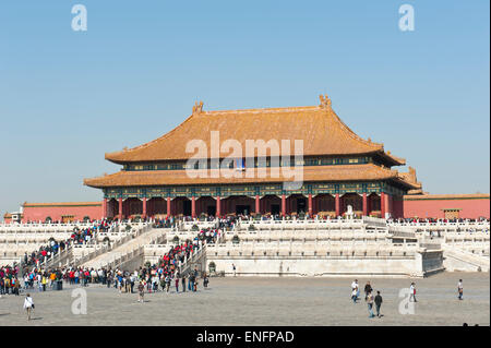 Sala della suprema armonia, la Città Proibita e il Palazzo Imperiale a Pechino, Repubblica Popolare di Cina Foto Stock