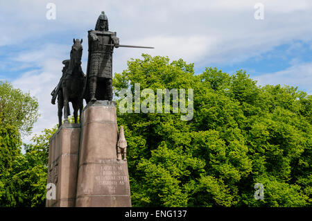 Monumento del Granduca Gediminas con cavallo a Vilnius, in Lituania, in Europa Foto Stock