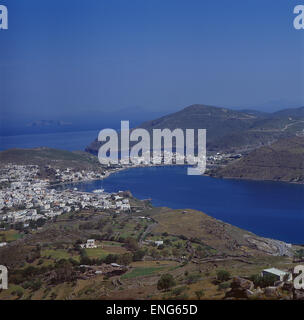 Griechenland, Dodekanes, Insel Patmos, Chora, Skala, Panorama Foto Stock