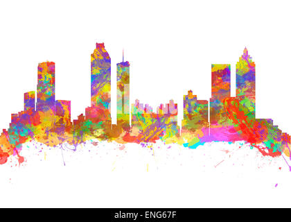 Acquerello stampa di arte dello skyline di Atlanta in Georgia negli Stati Uniti Foto Stock