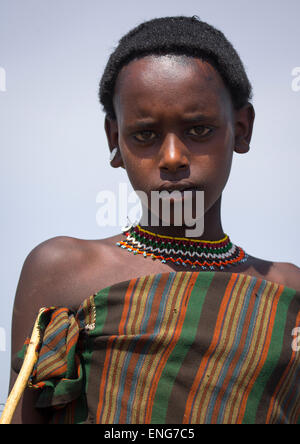 Tribù Rendille Boy, Lago Turkana, Loiyangalani, Kenya Foto Stock