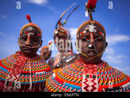 Rendille trib uomini e donne, Lago Turkana, Loiyangalani, Kenya Foto Stock