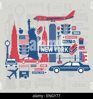 Gli elementi del vettore insieme di new york city Illustrazione Vettoriale