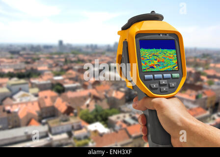 Panorama di registrazione di Zagabria con la termocamera infrarossa Foto Stock