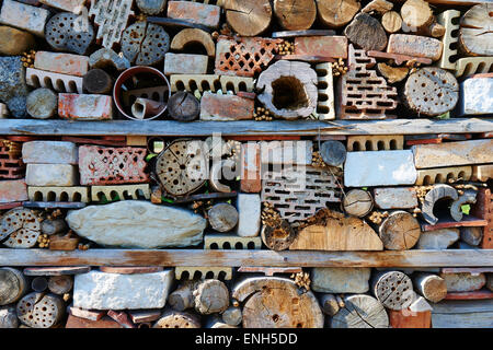 Bug Hotel - artificiale casa previsto per gli insetti e altri invertebrati. rifugio di habitat per la conservazione di aiuto di insetti Foto Stock