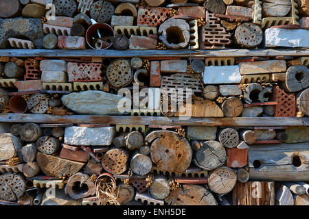 Bug Hotel - artificiale casa previsto per gli insetti e altri invertebrati. rifugio di habitat per la conservazione di aiuto di insetti Foto Stock