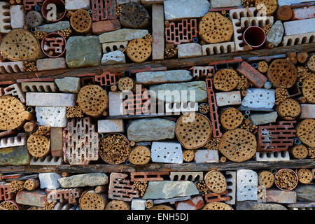 Bug Hotel - artificiale casa previsto per gli insetti e altri invertebrati. rifugio di habitat per la conservazione di aiuto di insetti Foto Stock