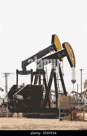 Una foresta di Pumpjacks in Lost Hills California nella valle centrale Foto Stock