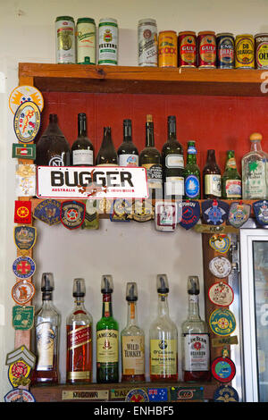 Bar al Blue Heeler Pub in Kynuna, ha detto di essere il pub dove il swagman in Waltzing Matilda ha avuto la sua ultima birra Foto Stock