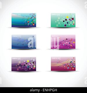 Colorate vettore elegante set di card di 6 con diversi disegni Illustrazione Vettoriale