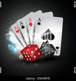 Set di vettore di carta da gioco con dadi Illustrazione Vettoriale