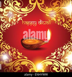 Bella diwali sfondo con golden floreali Illustrazione Vettoriale