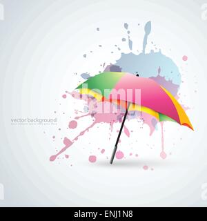 Vector ombrello coloratissimo in stile grunge background Illustrazione Vettoriale