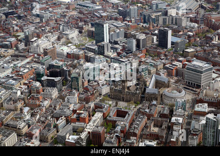 Vista aerea del centro della città di Manchester, Regno Unito Foto Stock