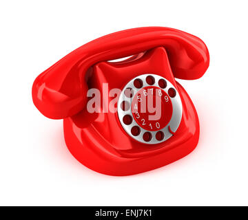 Vecchio telefono su sfondo bianco Foto Stock