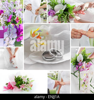 Wedding Collage a tema composto da diverse immagini Foto Stock