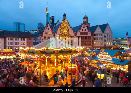 Mercatino di Natale di Romerberg, Francoforte, Germania, Europa Foto Stock