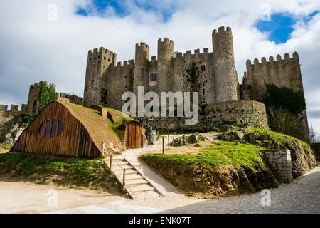 Il castello, Obidos, Estremadura, Portogallo, Europa Foto Stock