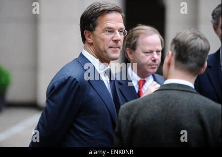 Bruxelles, BXL, Belgio. Il 7 maggio, 2015. Il Primo Ministro olandese Mark Rutte arriva per la riunione a livello europeo la sede del Consiglio a Bruxelles, in Belgio il 07.05.2015 da Wiktor Dabkowski Credito: Wiktor Dabkowski/ZUMA filo/Alamy Live News Foto Stock