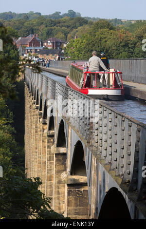 Acquedotto Pontcysyllte, costruito dal 1795 al 1805, l'UNESCO e l'Ellesmere Canal, Llangollen, Denbighshire, Wales, Regno Unito Foto Stock