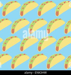 Schizzo di taco messicano in stile vintage, vettore modello senza giunture Illustrazione Vettoriale