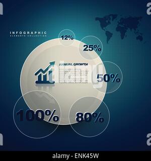Set di infographics con il tasso di crescita annuale statistiche Illustrazione Vettoriale