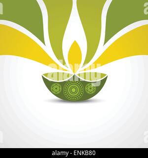 Vettore stile verde felice Diwali design Illustrazione Vettoriale