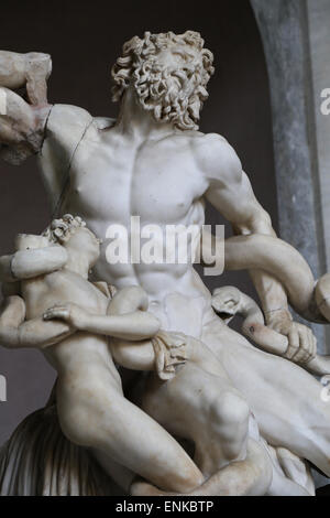 Arte ellenica. Lacoon e i suoi figli, e Antiphantes Thymbraeus essendo attaccato da serpenti di mare. Musei Vaticani. Città del Vaticano. Foto Stock