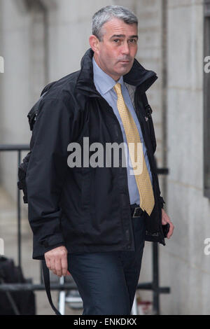 Mark Hanna, ex capo della sicurezza a News International arriva presso la Old Bailey per la prova in phone hacking. Foto Stock