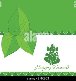 Vector felice Diwali sfondo con foglie di betel e il Signore ganesh Illustrazione Vettoriale