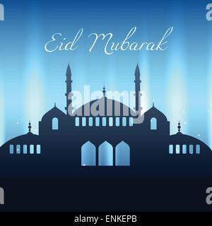 Bella eid mubarak background di design Illustrazione Vettoriale