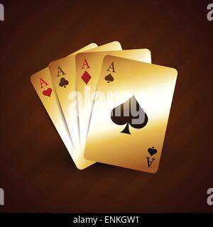Golden casino carta da gioco con quattro assi disegno vettoriale Illustrazione Vettoriale