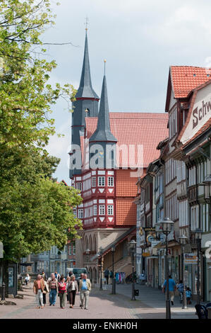 Marktstraße mit Rathaus, Duderstadt, Niedersachsen, Deutschland | Market street con guidhall, Duderstadt, Bassa Sassonia, Germa Foto Stock