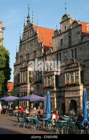 Piazza del mercato, la storica città vecchia, Rinteln, Weserbergland, Bassa Sassonia, Germania Foto Stock