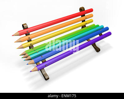 Banco a matita isolati su sfondo bianco. 3D concetto. Foto Stock