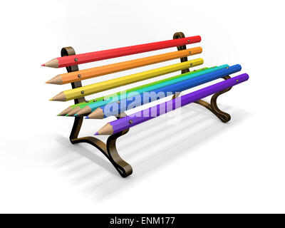 Banco a matita isolati su sfondo bianco. 3D concetto. Foto Stock