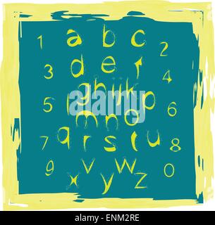 Carino manoscritta lettere e numero con decorazione a spirale. Illustrazione Vettoriale. Illustrazione Vettoriale