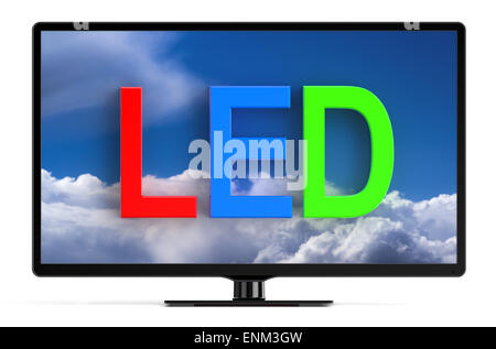 LED TV set isolato su sfondo bianco Foto Stock