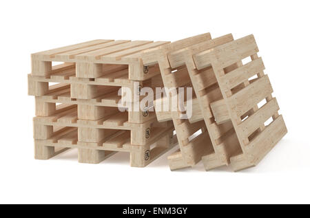 In legno Pallet EUR isolati su sfondo bianco Foto Stock