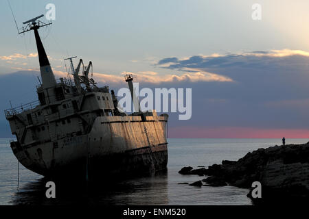 Il Edro III cargo relitto della nave a terra vicino a Paphos, Cipro Foto Stock