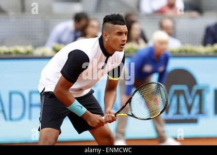 Nick Kyrgios (AUS), 6 maggio 2015 - Tennis : Nick Kyrgios dell Australia durante singls secondo round match contro Roger Federer su ATP World Tour Masters 1000 Mutua Madrid Open torneo di tennis presso la Caja Magica a Madrid, Spagna, 6 maggio 2015. (Foto di Mutsu Kawamori/AFLO) Foto Stock