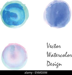 Trasparente disegnata a mano ad acquerello banner cerchio set. Illustrazione Vettoriale