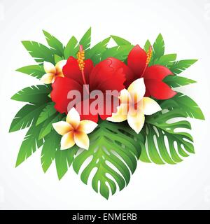 Illustrazione Vettoriale con piante tropicali e fiori EPS 10 Illustrazione Vettoriale